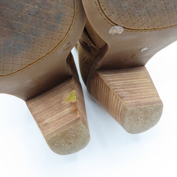 Jessica Simpson Womens 9.5 Cainn Brown Leather Double Buckle Ankle Boots Heels - Picture 7 of 12